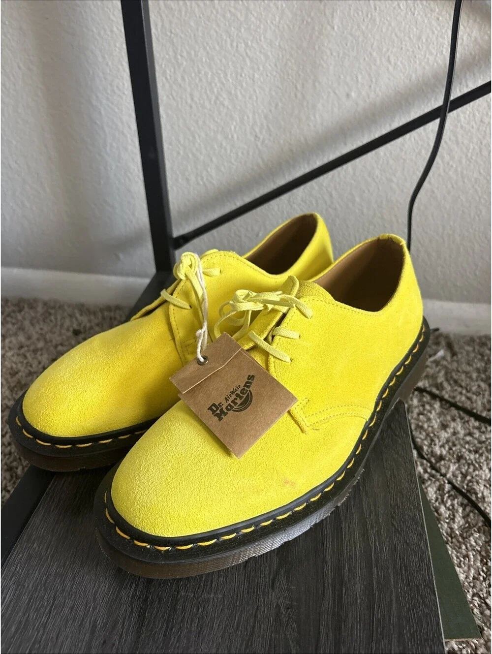 Dr Martens 1461 Made in England Buck Suede Oxford Shoe Yellow Men's US Size 8